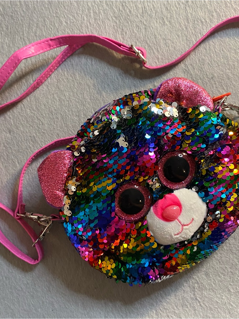Kids Sequin Bear Crossbody Bag - Pink Multicolor